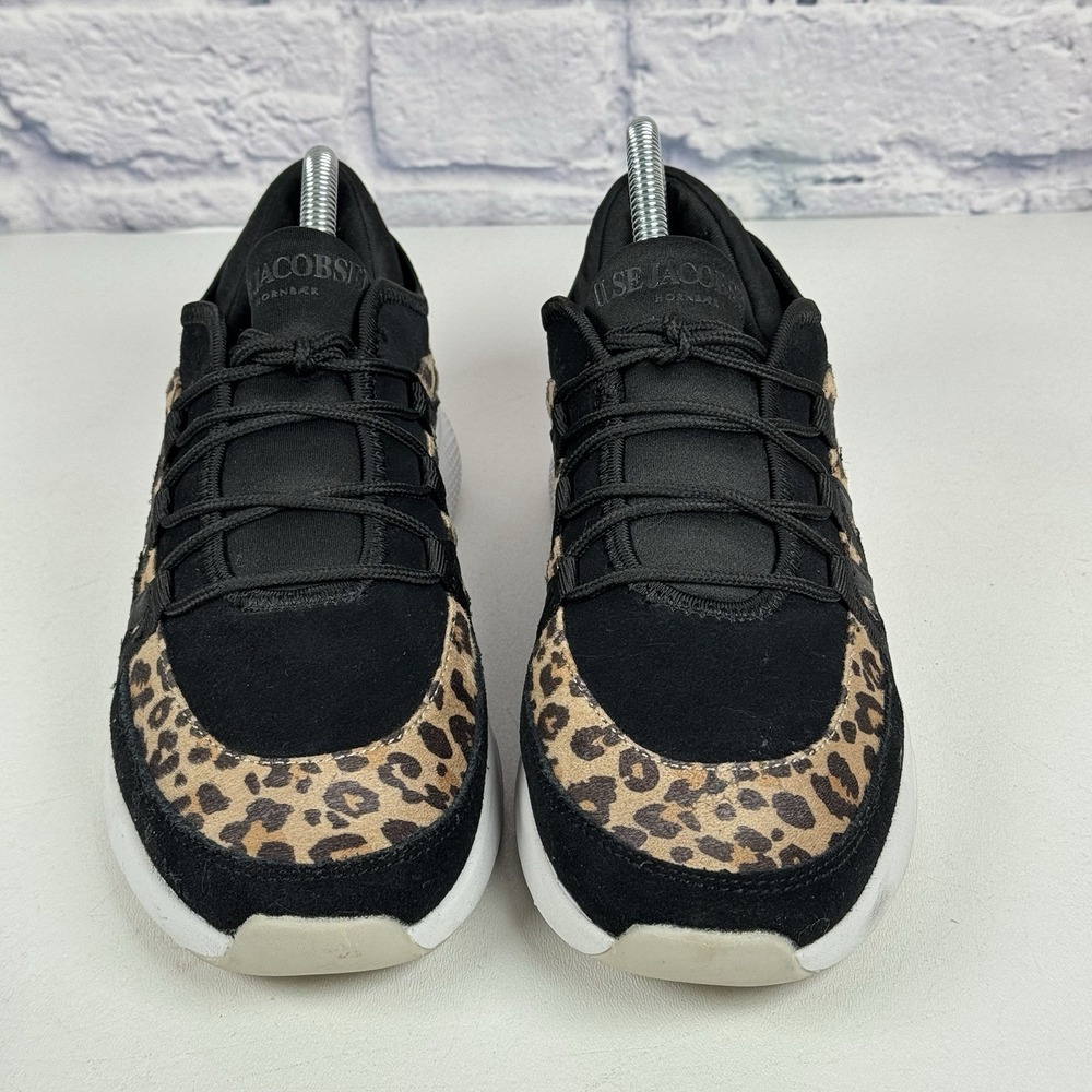 ILSE JACOBSEN Black Leopard Knit Sneaker Shoes EU 39 US 8.5-9 Amber4010 - Picture 4 of 13